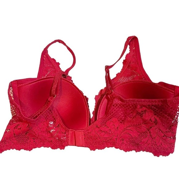 Ly Mystere Lace Allure Unlined Demi Bra Roby Red Women's Size 36B NWT - Picture 6 of 9